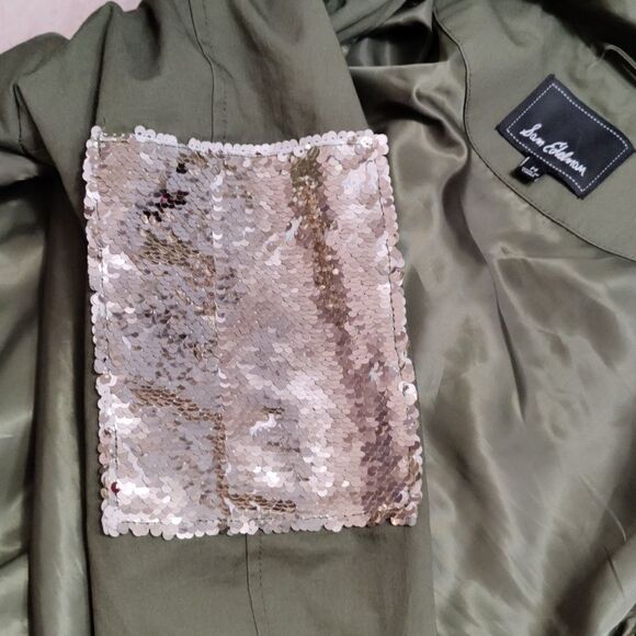 Sam Edelman Army Green Trench With Sequined Patches - Picture 6 of 7